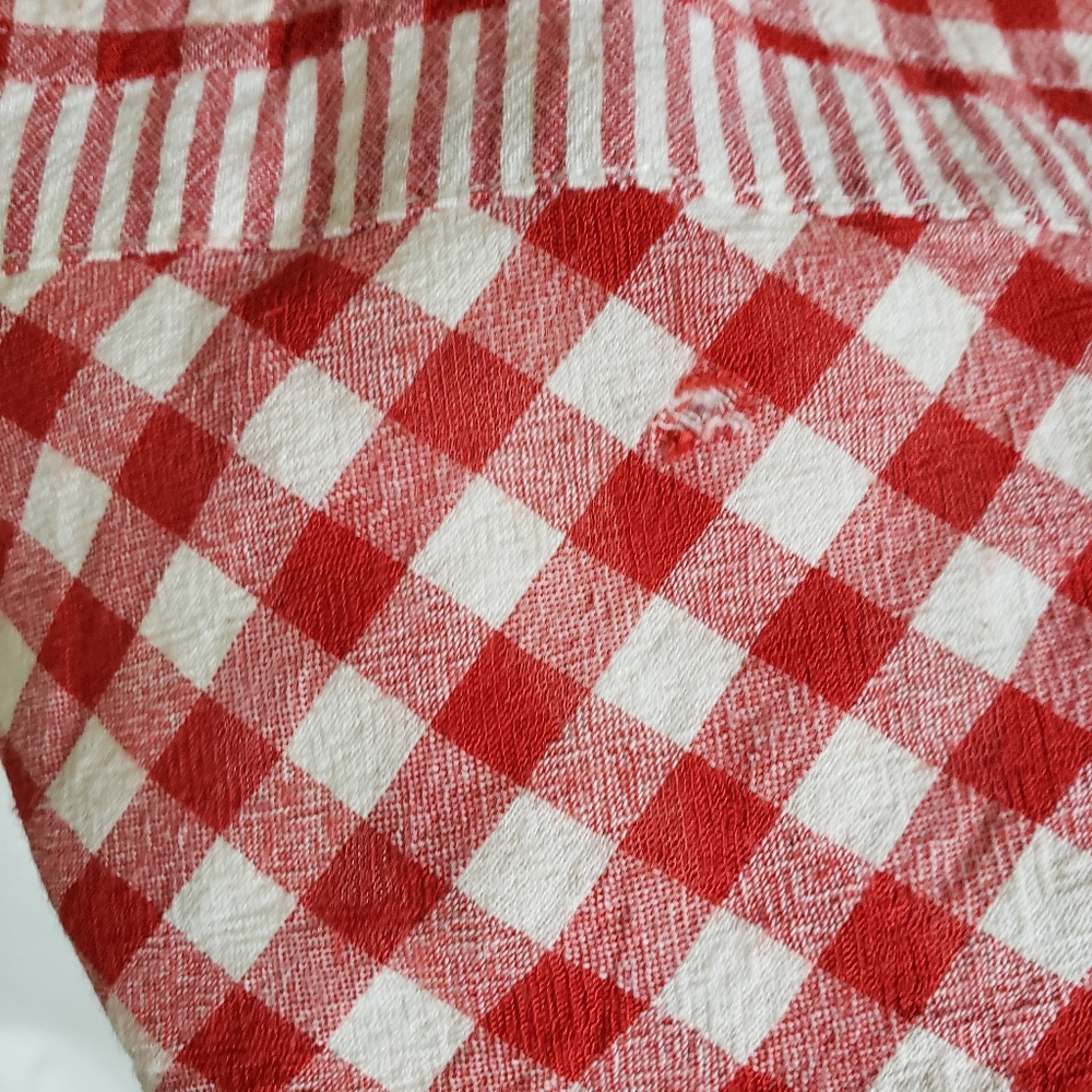 Rare VTG. Gingham Short Sleeve Summer Tops - Red & Black medium Womens - Picture 3 of 7